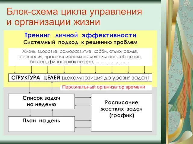 Блок-схема цикла управления и организации жизни