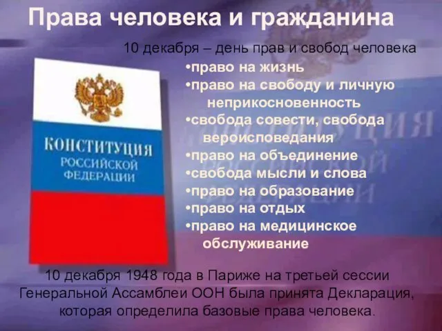 Права человека и гражданина право на жизнь право на свободу и