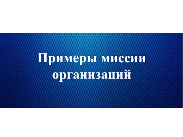 Примеры миссии организаций