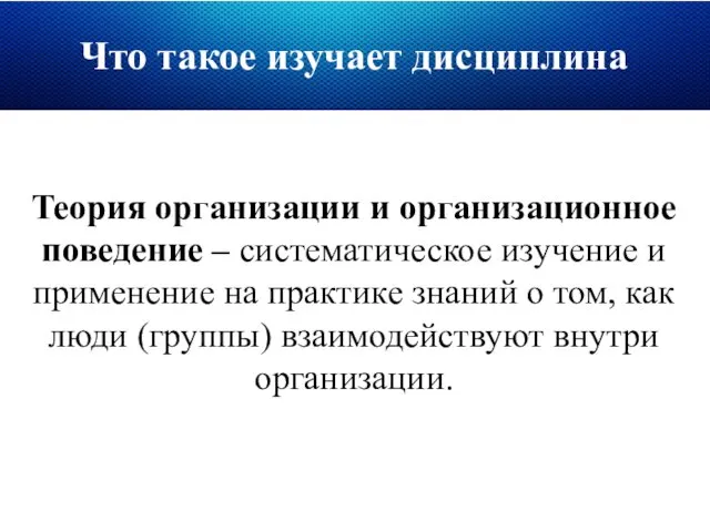 Что такое изучает дисциплина Теория организации и организационное поведение – систематическое