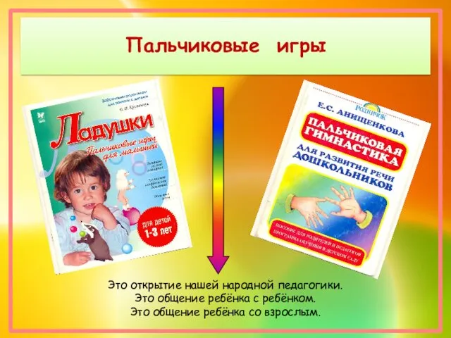 Пальчиковые игры Это открытие нашей народной педагогики. Это общение ребёнка с