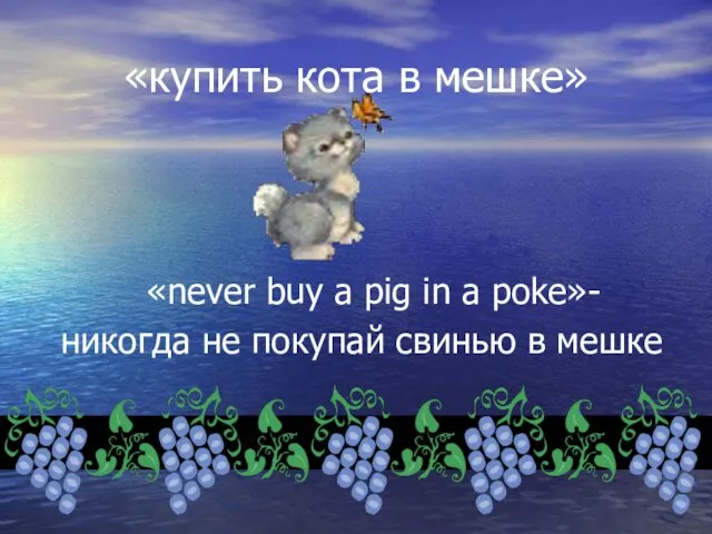 «купить кота в мешке» «never buy a pig in a poke»-