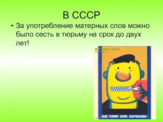В СССР За употребление матерных слов можно было сесть в тюрьму на срок до двух лет!