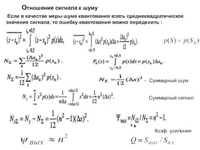 Если в качестве меры шума квантования взять среднеквадратическое значение сигнала, то