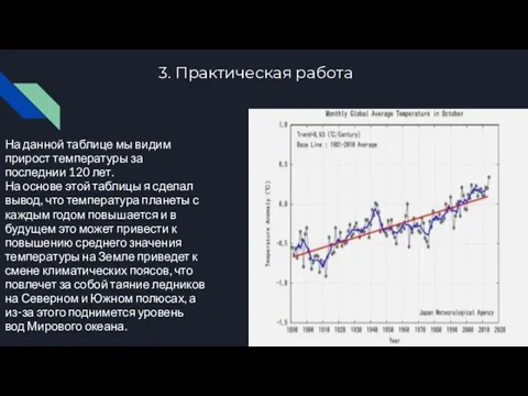 3. Практическая работа На данной таблице мы видим прирост температуры за