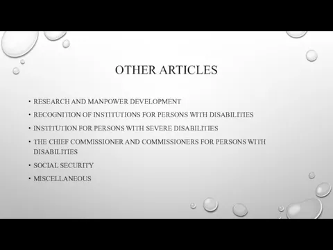 OTHER ARTICLES RESEARCH AND MANPOWER DEVELOPMENT RECOGNITION OF INSTITUTIONS FOR PERSONS