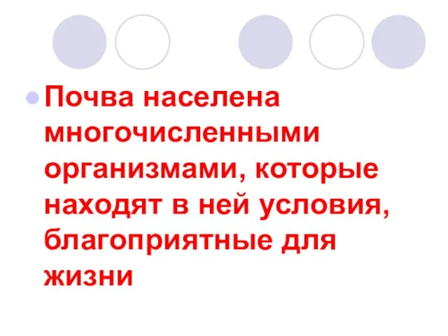 Почва населена многочисленными организмами, которые находят в ней условия, благоприятные для жизни