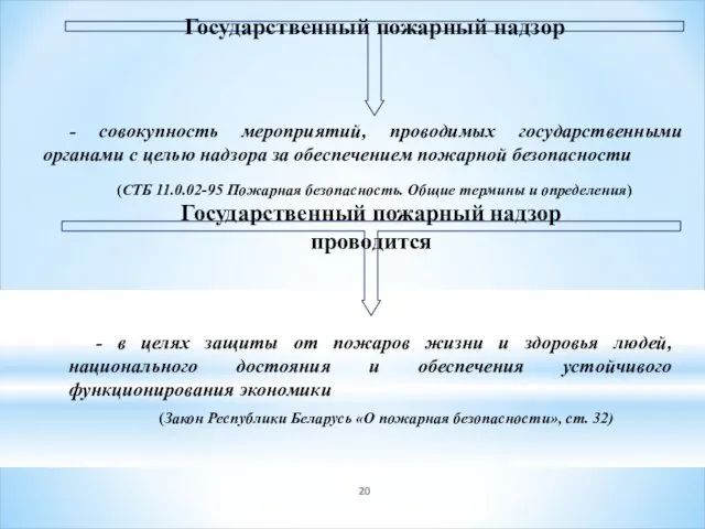 Государственный пожарный надзор - совокупность мероприятий, проводимых государственными органами с целью