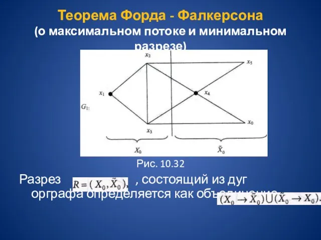 Теорема Форда - Фалкерсона (о максимальном потоке и минимальном разрезе) Рис.