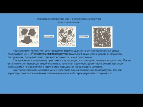 Образование гидратных фаз и формирование структуры цементного камня. Твердение портландцемента. Нормальными