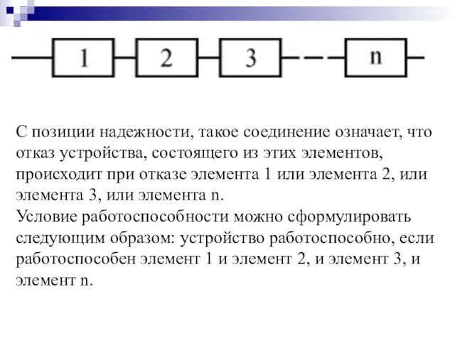 С позиции надежности, такое соединение означает, что отказ устройства, состоящего из