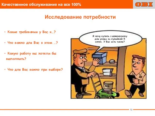 Исследование потребности Какие требования у Вас к…? Что важно для Вас