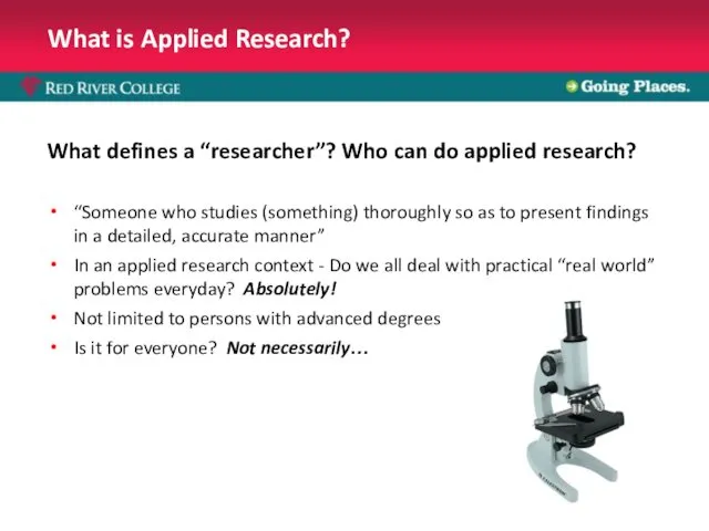 What is Applied Research? What defines a “researcher”? Who can do