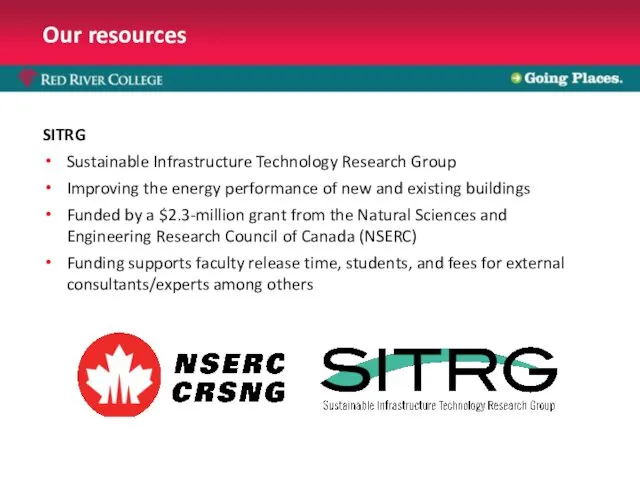 Our resources SITRG Sustainable Infrastructure Technology Research Group Improving the energy