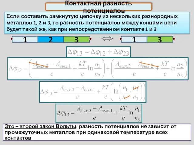 Если составить замкнутую цепочку из нескольких разнородных металлов 1, 2 и