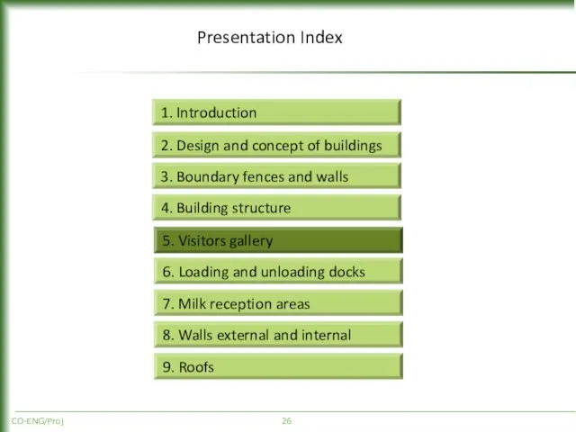 CO-ENG/Proj Presentation Index 2. Design and concept of buildings 3. Boundary