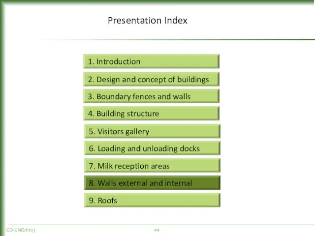 CO-ENG/Proj Presentation Index 2. Design and concept of buildings 3. Boundary