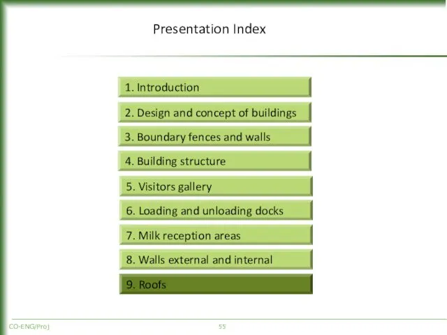 CO-ENG/Proj Presentation Index 2. Design and concept of buildings 3. Boundary