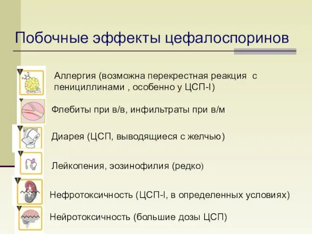 Аллергия (возможна перекрестная реакция с пенициллинами , особенно у ЦСП-I) Диарея