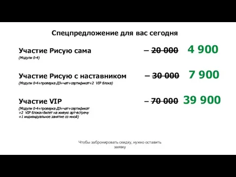 Участие Рисую сама – 20 000 4 900 (Модули 0-4) Участие