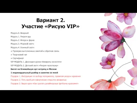 Вариант 2. Участие «Рисую VIP» Модуль 0. Вводный Модуль 1. Рисуем