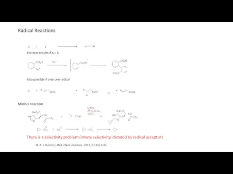 Radical Reactions The best results if A = B Also possible