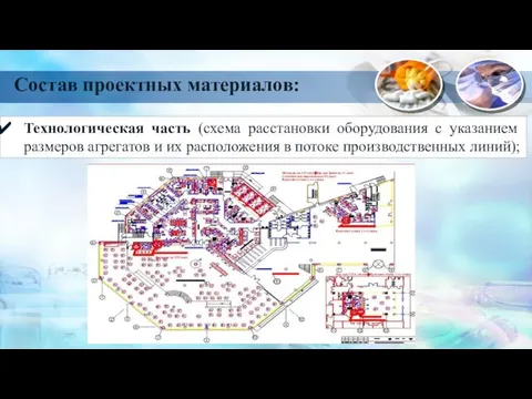 Технологическая часть (схема расстановки оборудования с указанием размеров агрегатов и их