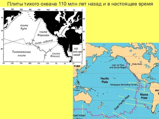 Плиты тихого океана 110 млн лет назад и в настоящее время