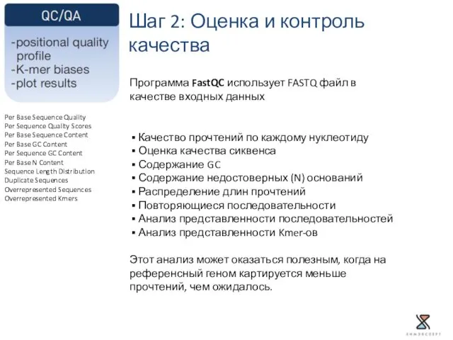 Программа FastQC использует FASTQ файл в качестве входных данных Качество прочтений