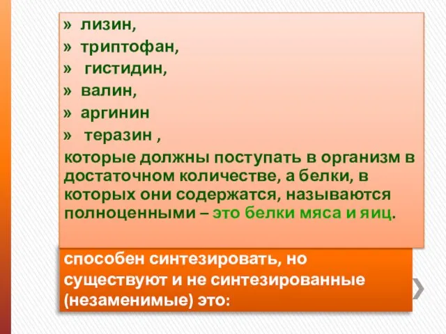 Многие аминокислоты организм собаки способен синтезировать, но существуют и не синтезированные