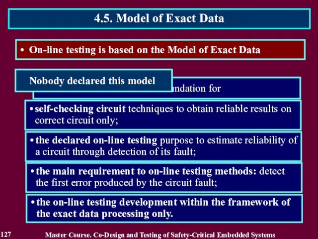 self-checking circuit techniques to obtain reliable results on correct circuit only;