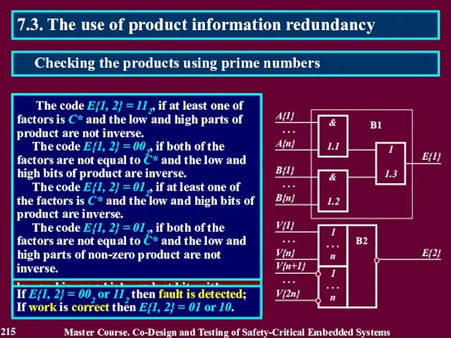 7.3. The use of product information redundancy The checker consists of