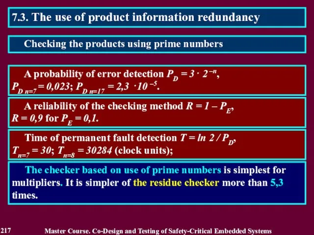 7.3. The use of product information redundancy A probability of error