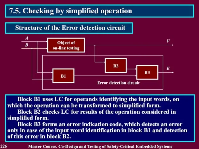 Block B1 uses LC for operands identifying the input words, on