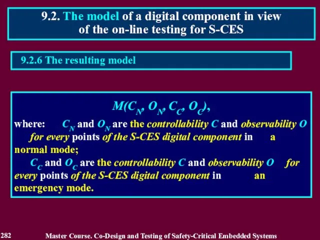 9.2. The model of a digital component in view of the