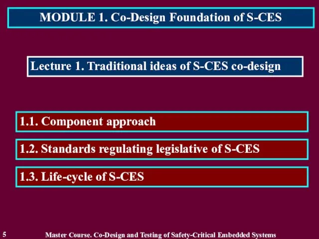 MODULE 1. Co-Design Foundation of S-CES 5 Lecture 1. Traditional ideas