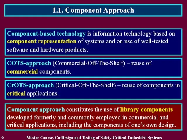 1.1. Component Approach 6 Component-based technology is information technology based on