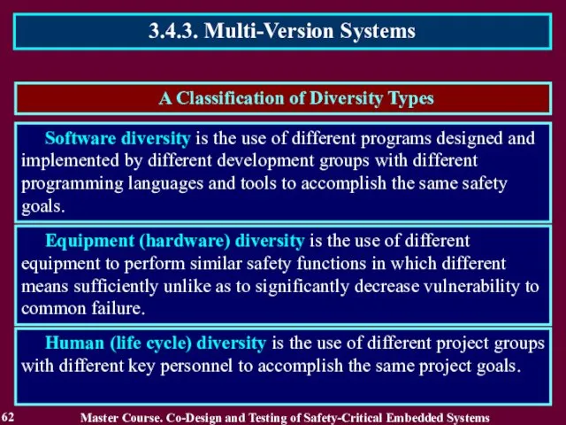 A Classification of Diversity Types 3.4.3. Multi-Version Systems 62 Master Course.