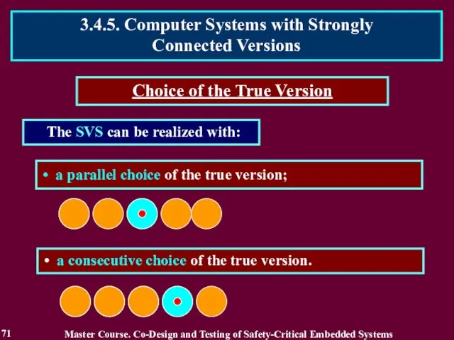 The SVS can be realized with: Choice of the True Version