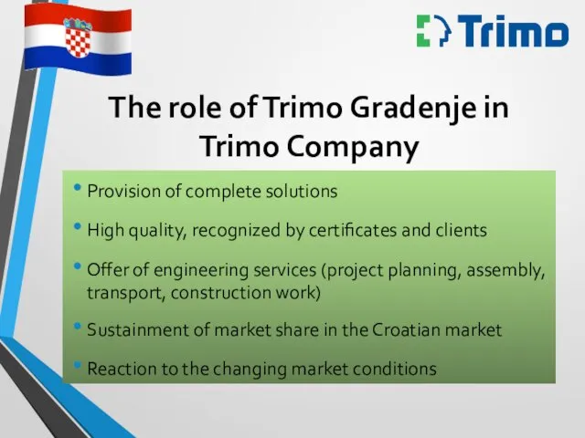 The role of Trimo Gradenje in Trimo Company Provision of complete