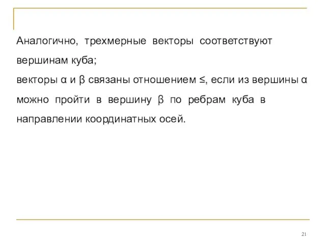 Аналогично, трехмерные векторы соответствуют вершинам куба; векторы α и β связаны