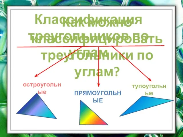 Как можно классифицировать треугольники по углам? Классификация треугольников по углам