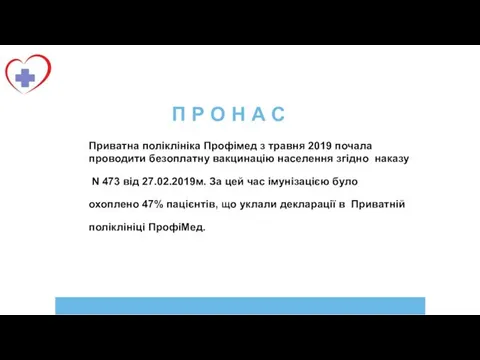 П Р О Н А С Приватна поліклініка Профімед з травня