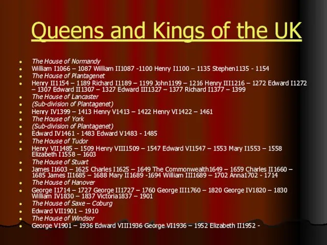 Queens and Kings of the UK The House of Normandy William