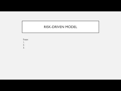 RISK-DRIVEN MODEL Steps: 1. 2. 3.