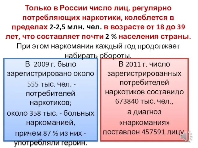 В 2009 г. было зарегистрировано около 555 тыс. чел. - потребителей