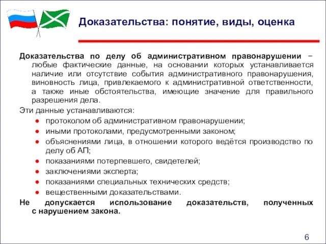 Доказательства: понятие, виды, оценка Доказательства по делу об административном правонарушении −