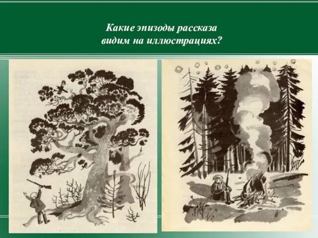 Какие эпизоды рассказа видим на иллюстрациях?