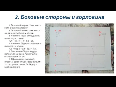 2. Боковые стороны и горловина А А1 Г Т 3-4 см