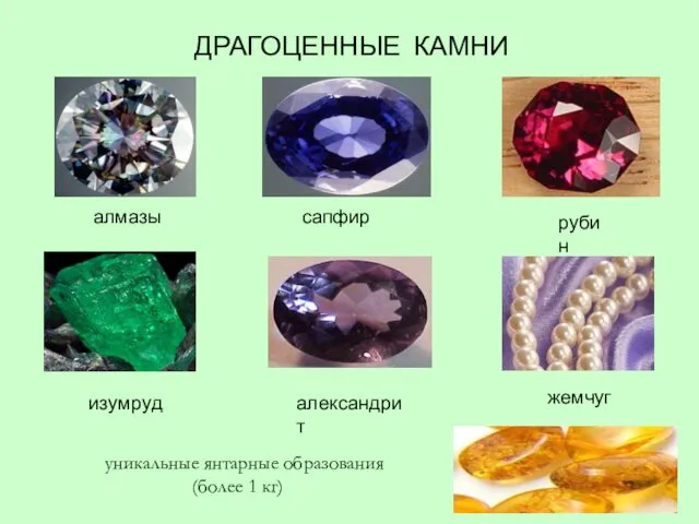 ДРАГОЦЕННЫЕ КАМНИ рубин алмазы сапфир изумруд александрит жемчуг уникальные янтарные образования (более 1 кг)